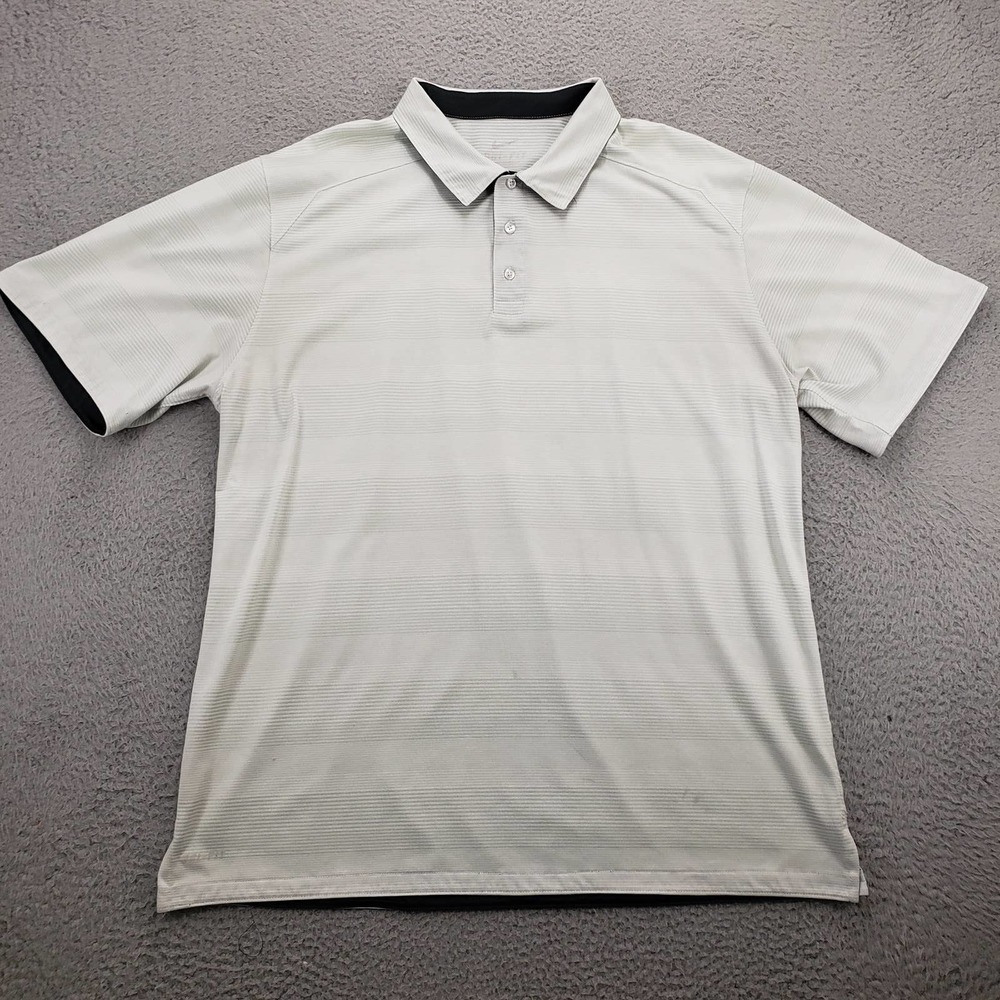 Nike Shirt Mens 2XL Green White Striped Outdoors Golf Polo